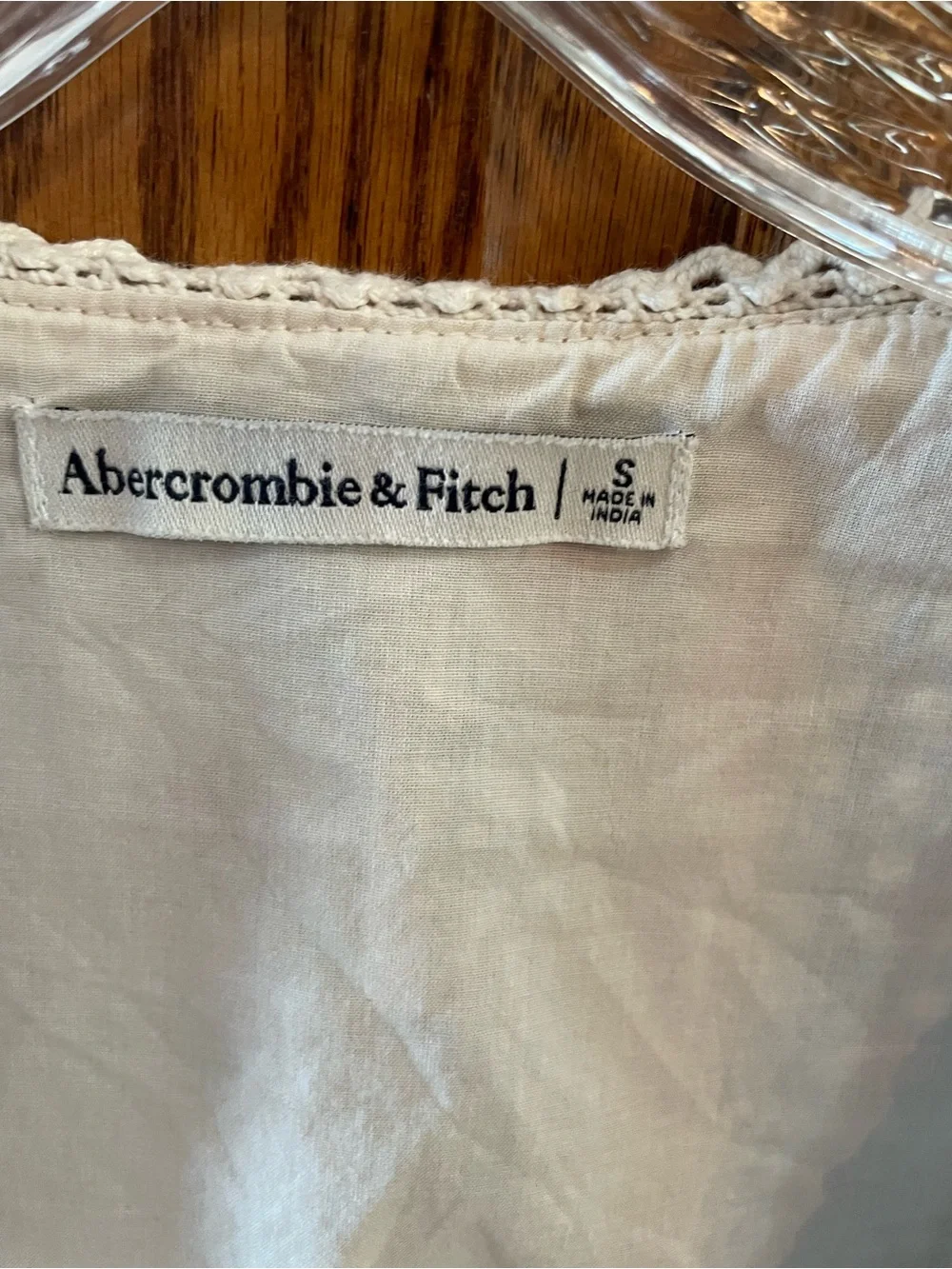 Abercrombie & Fitch Cream Peplum Blouse with Blue Check and Red Floral Accents